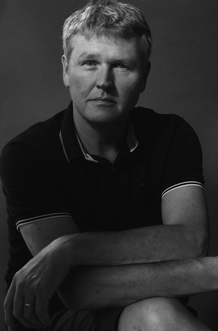 A portrait of Miro Martinić in black and white